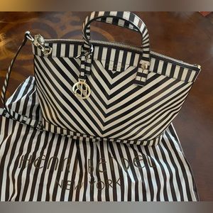 Henri Bendel W57th Centennial Brown and White Stripe Bag, with Dust Bag
